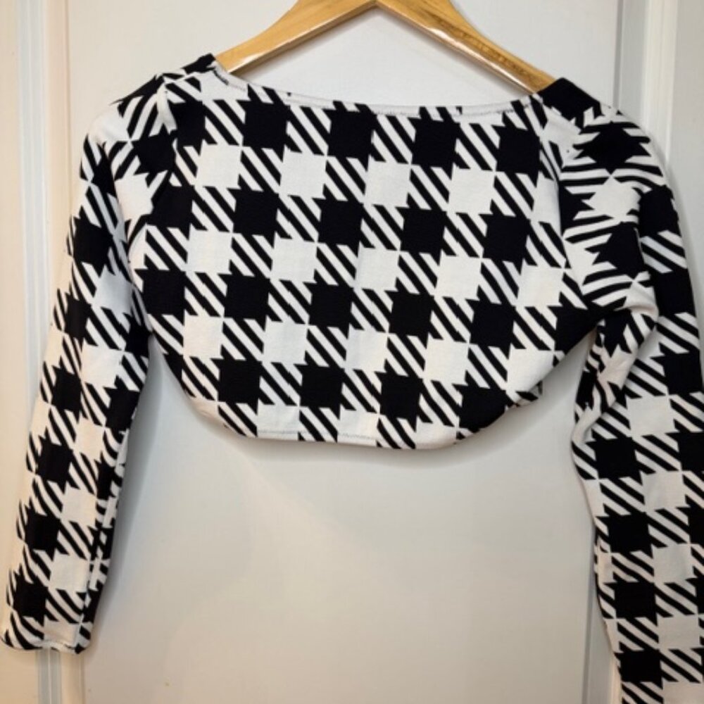 SOLID & STRIPED Black and White Long Sleeve Bikini Top - Picture 3 of 5